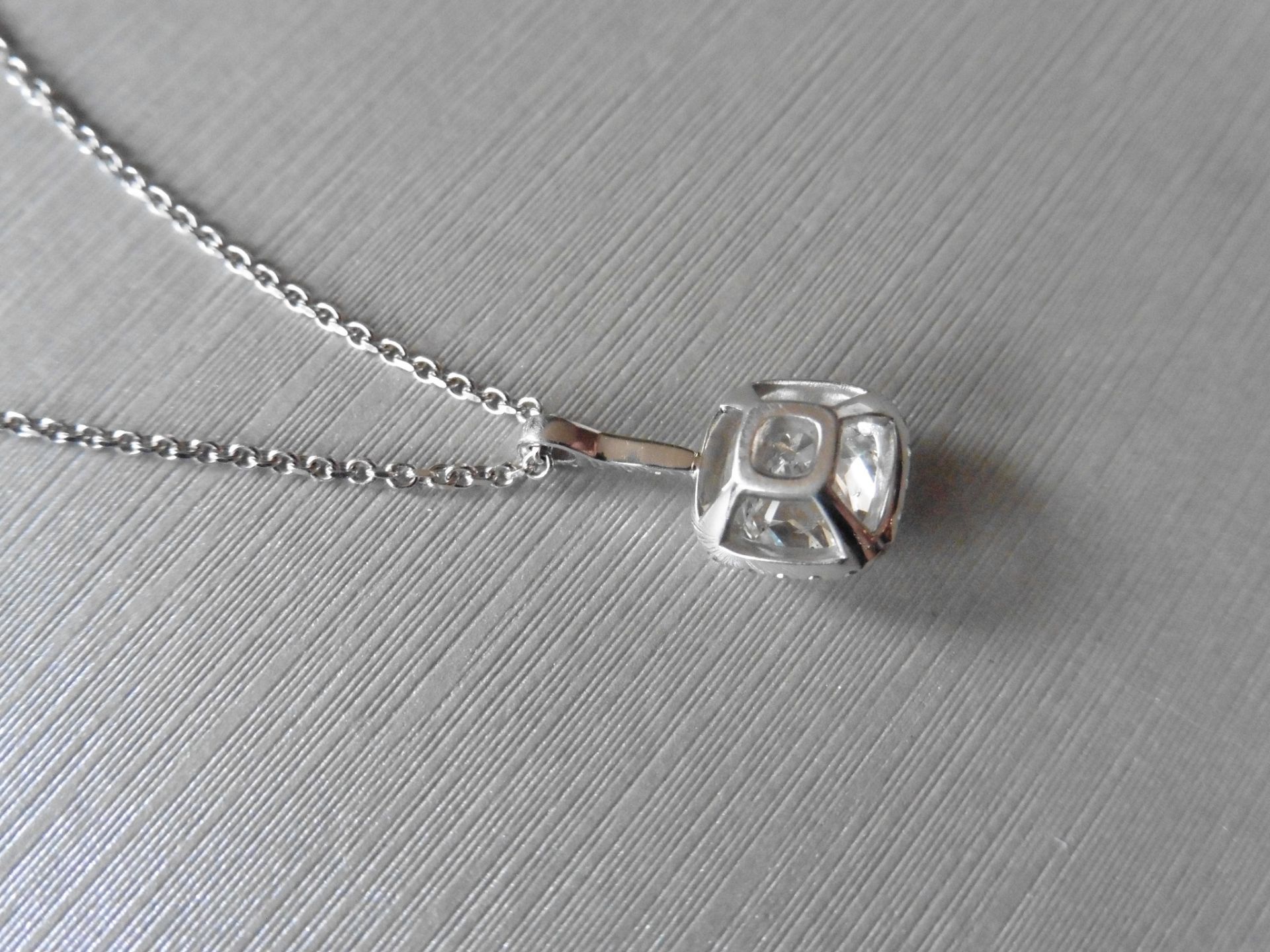 18ct white gold diamond set pendant. Set with a 1.95ct cushion cut diamond, F colour si2 clarity - Image 4 of 4