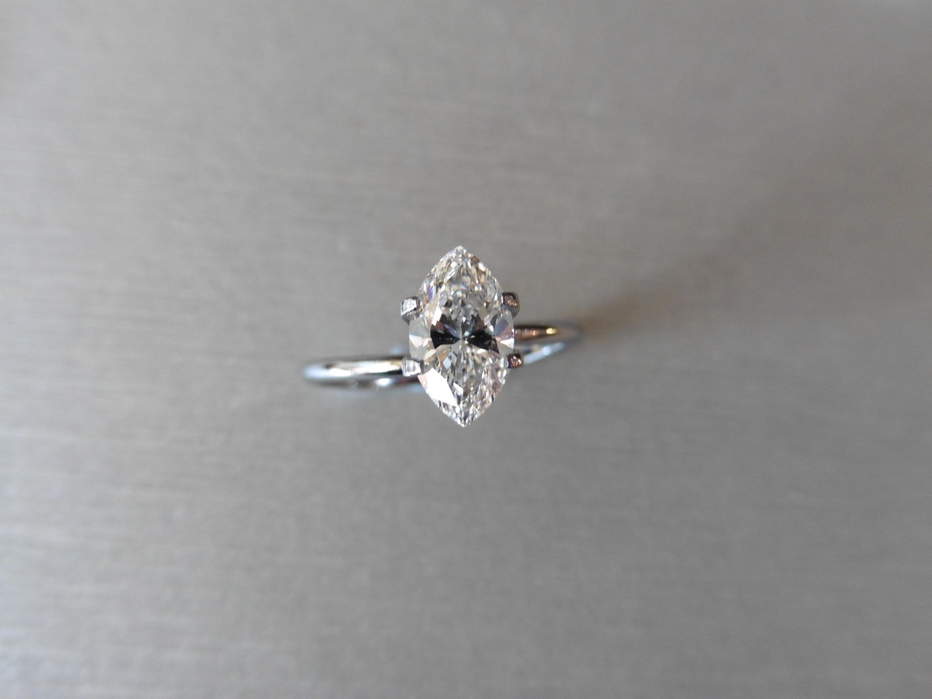 1.18ct single marquise cut diamond E colour Si1 clarity. 9.89 x 5.64 x 3.81. GIA certification.