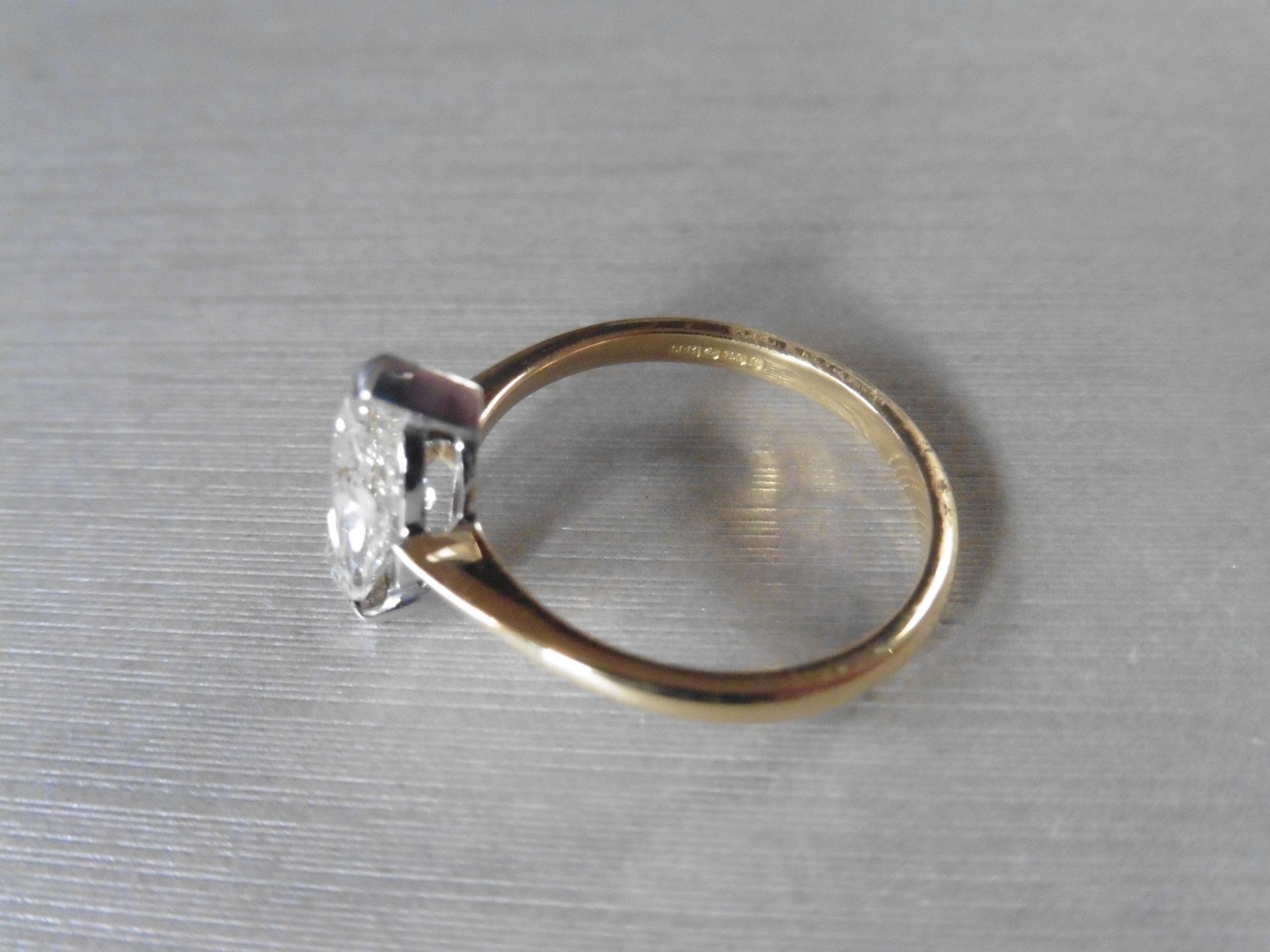 1.51ct marquise cut diamond ring. H colour and Si2 clarity. Secured in a 2 claw white gold setting - Image 3 of 7