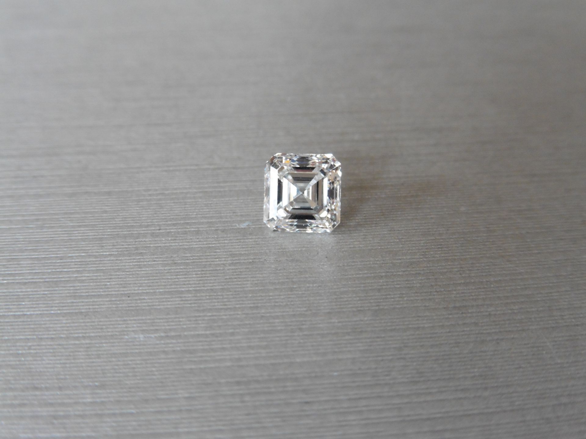 2.00ct single asscher cut diamond. Measurements 6.78 x 6.62 x 4.77mm. E colour and VS1 clarity.