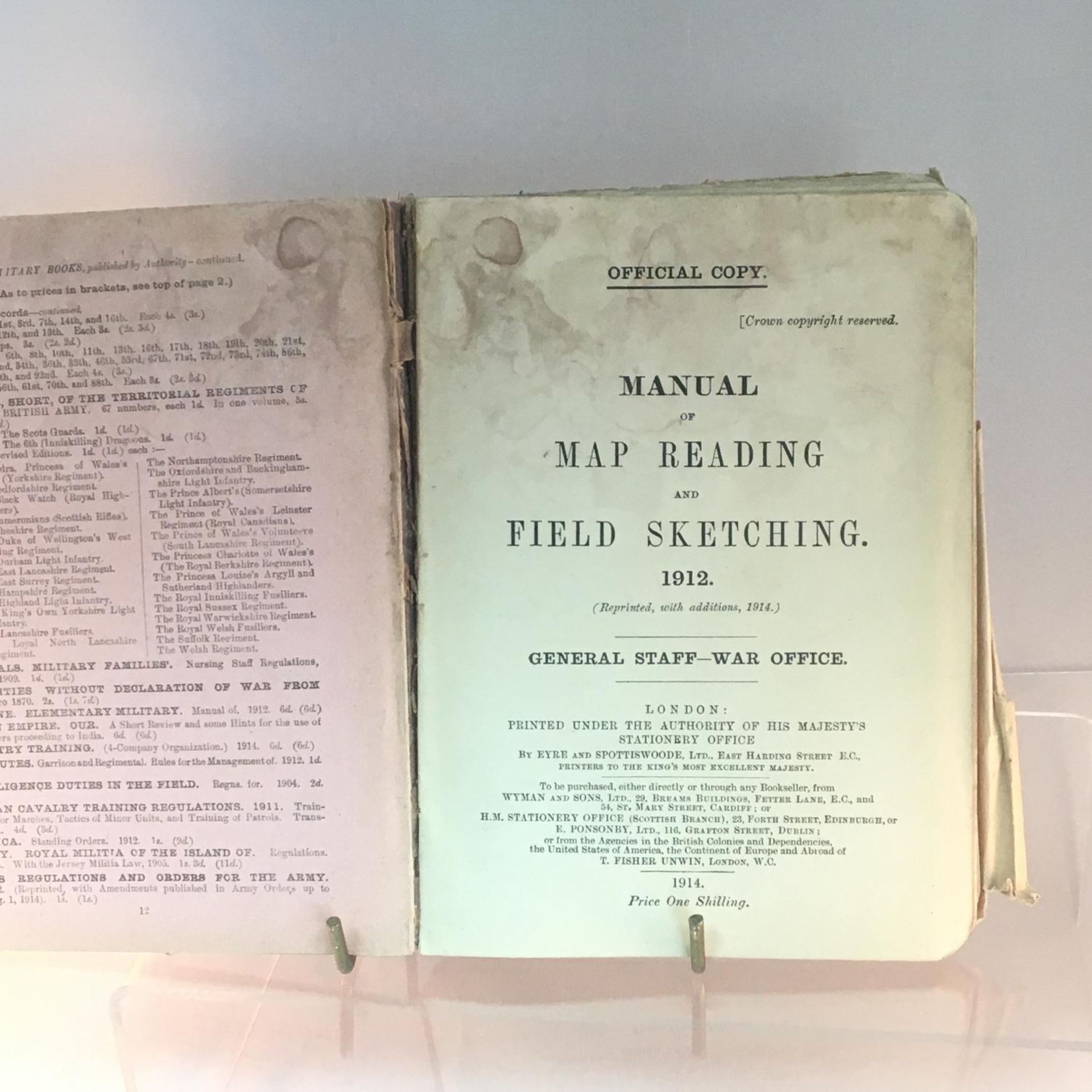 WW1 Official War Office Copy, Manual of Map Reading and Field Sketching 1912. 1914 edition, issued