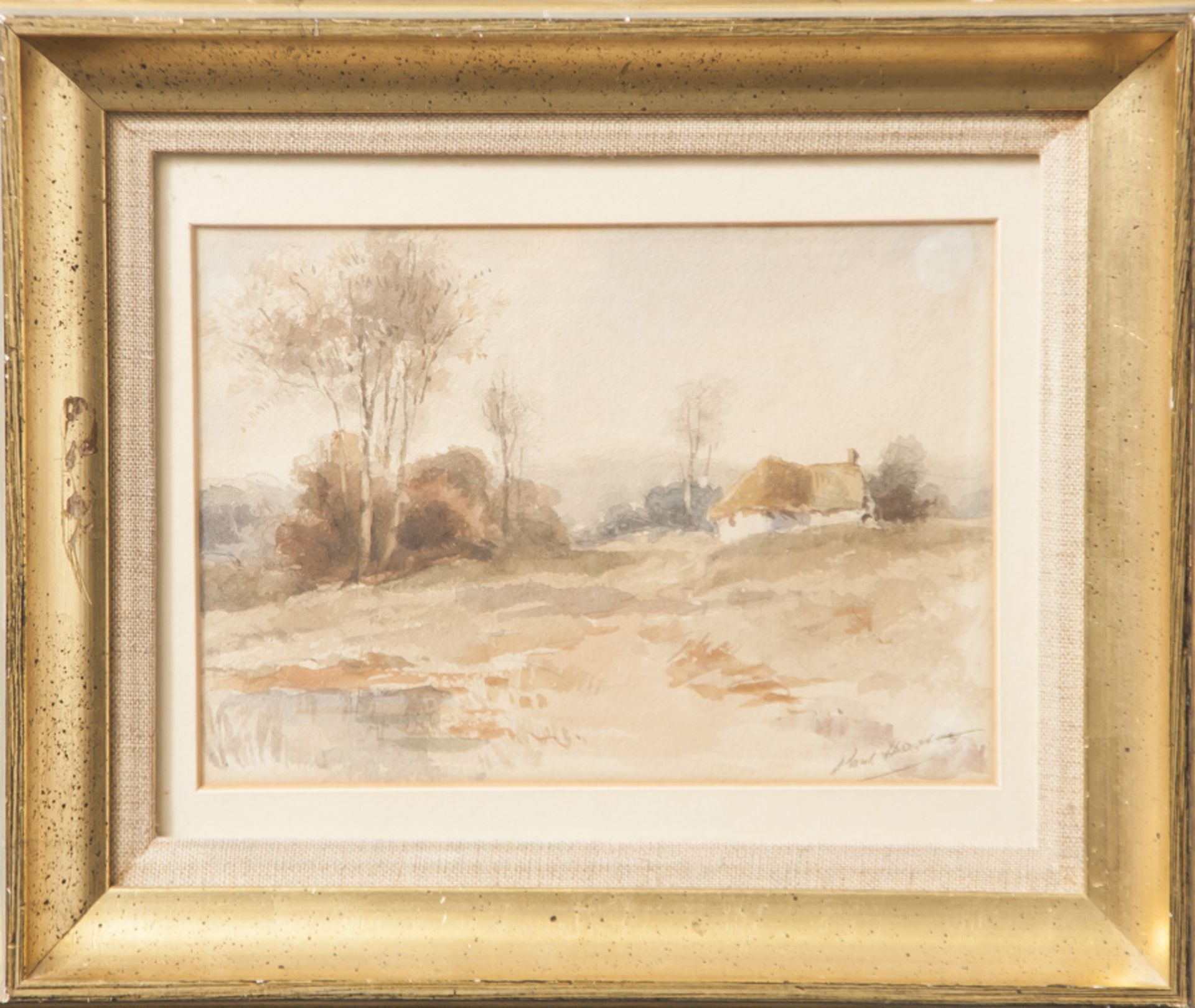 Hartmann, Paul (20. Jahrh.), Landschaft, Aquarell, re. u. sign. Ca. 13,5 x 18,5 cm (PP),hinter
