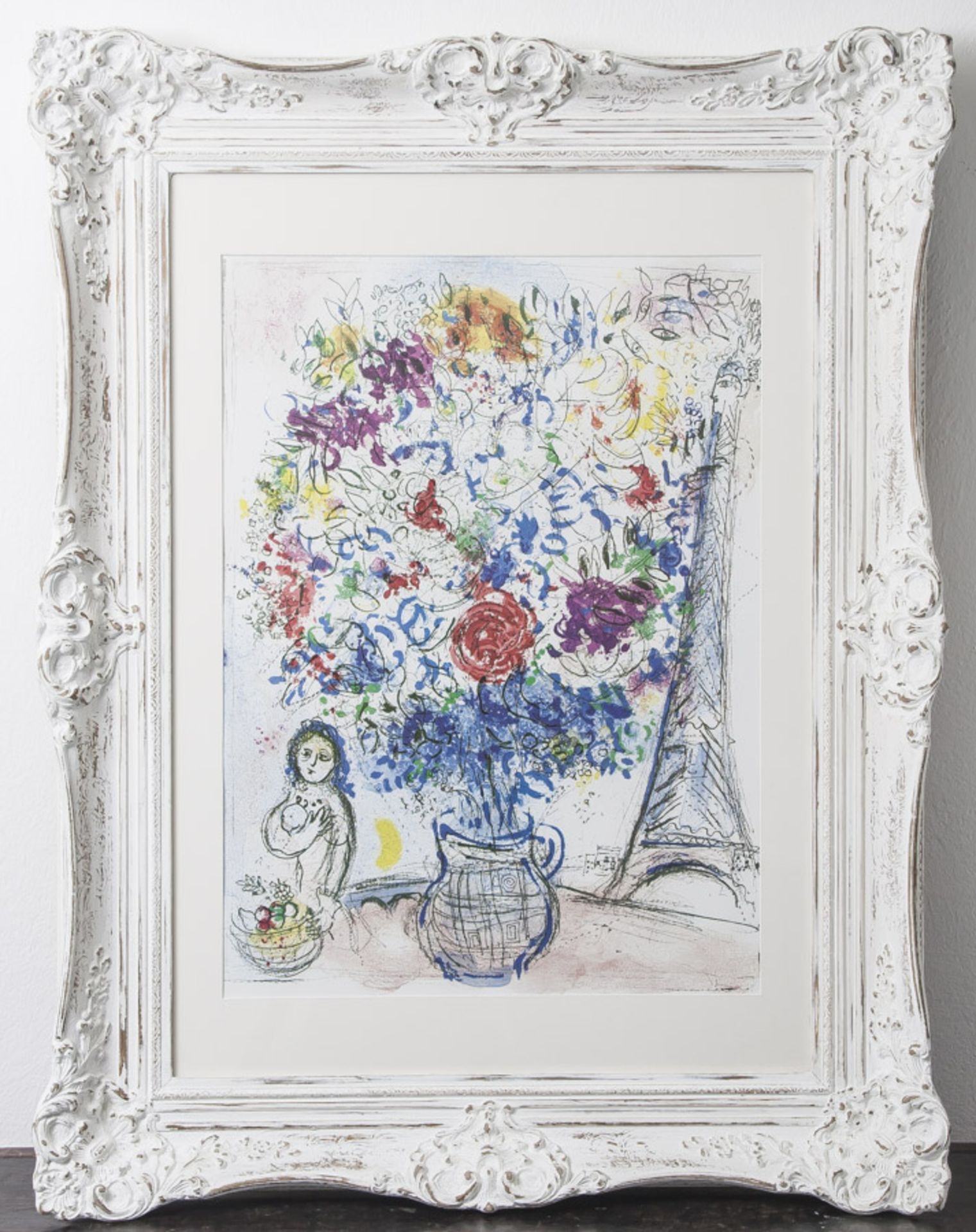 Chagall, Marc (1887-1985), "Blumenstrauss", Lithografie. Ca. 57 x 41 cm (PP), hinter Glasgerahmt.