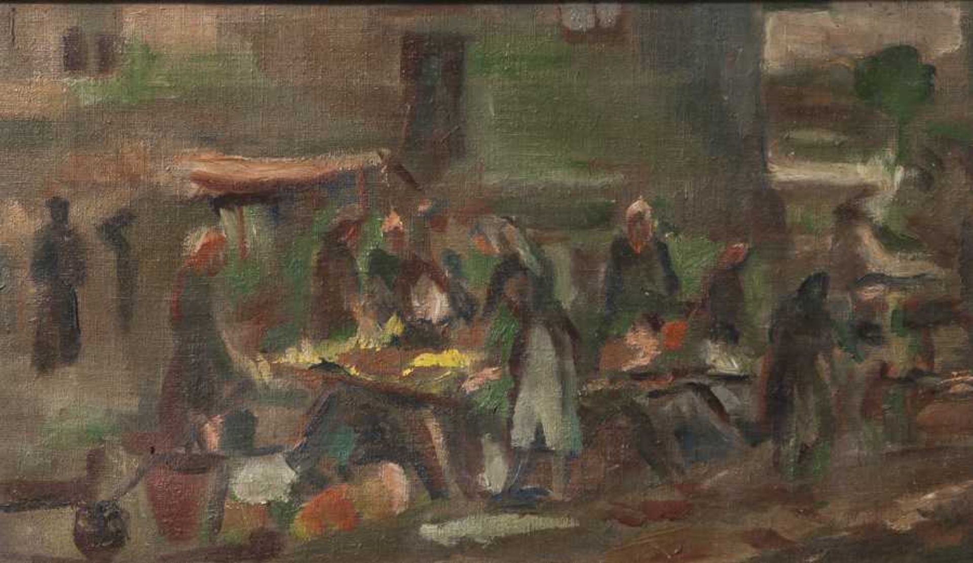 Prager, W., (20. Jahrhundert), impressionistisch gestaltete Marktplatzszene, Öl/Lw, re. u.sign.,