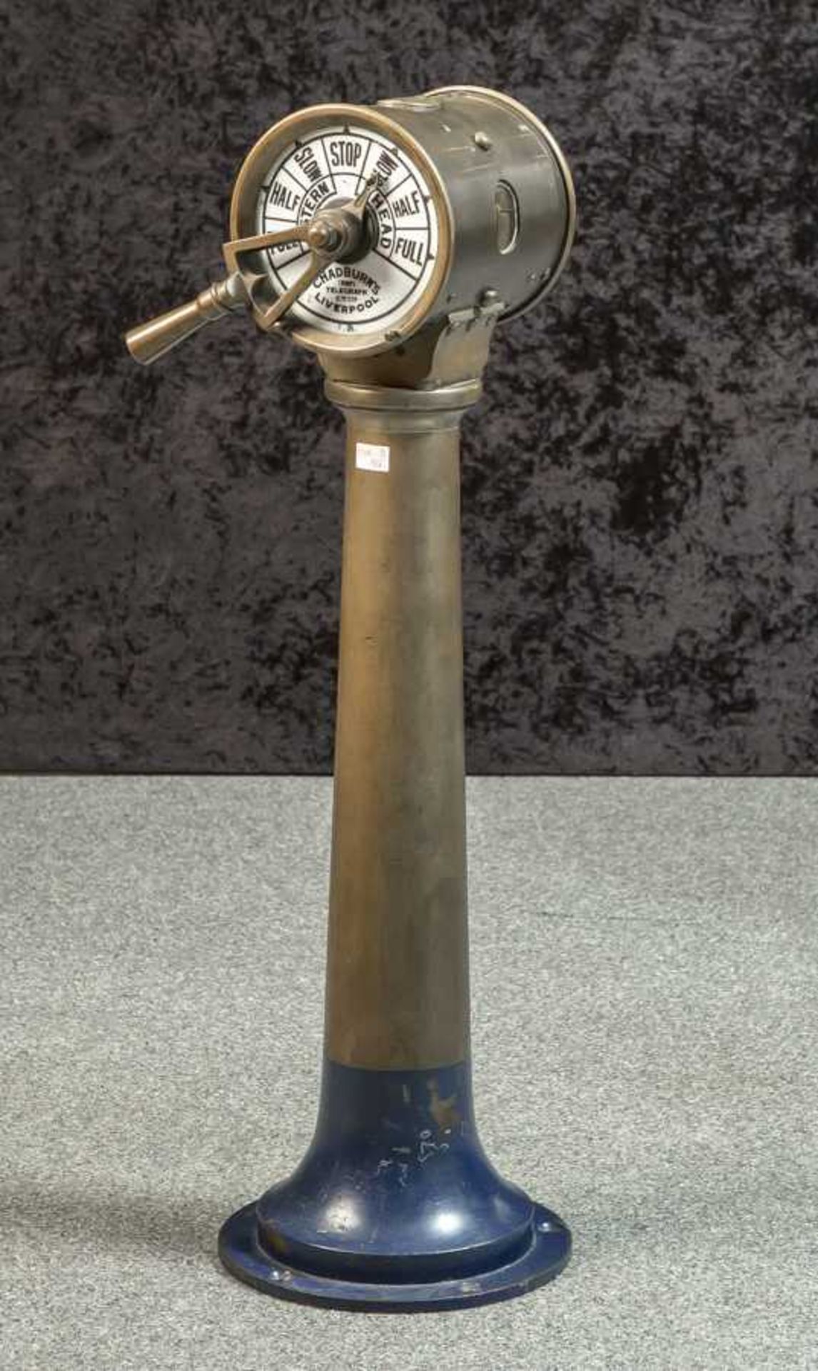 Maschinentelegraf, wohl Originalstück, aus schwerem Messing, bez. Chudburns (Ship)Telegraph Coy Ltd.
