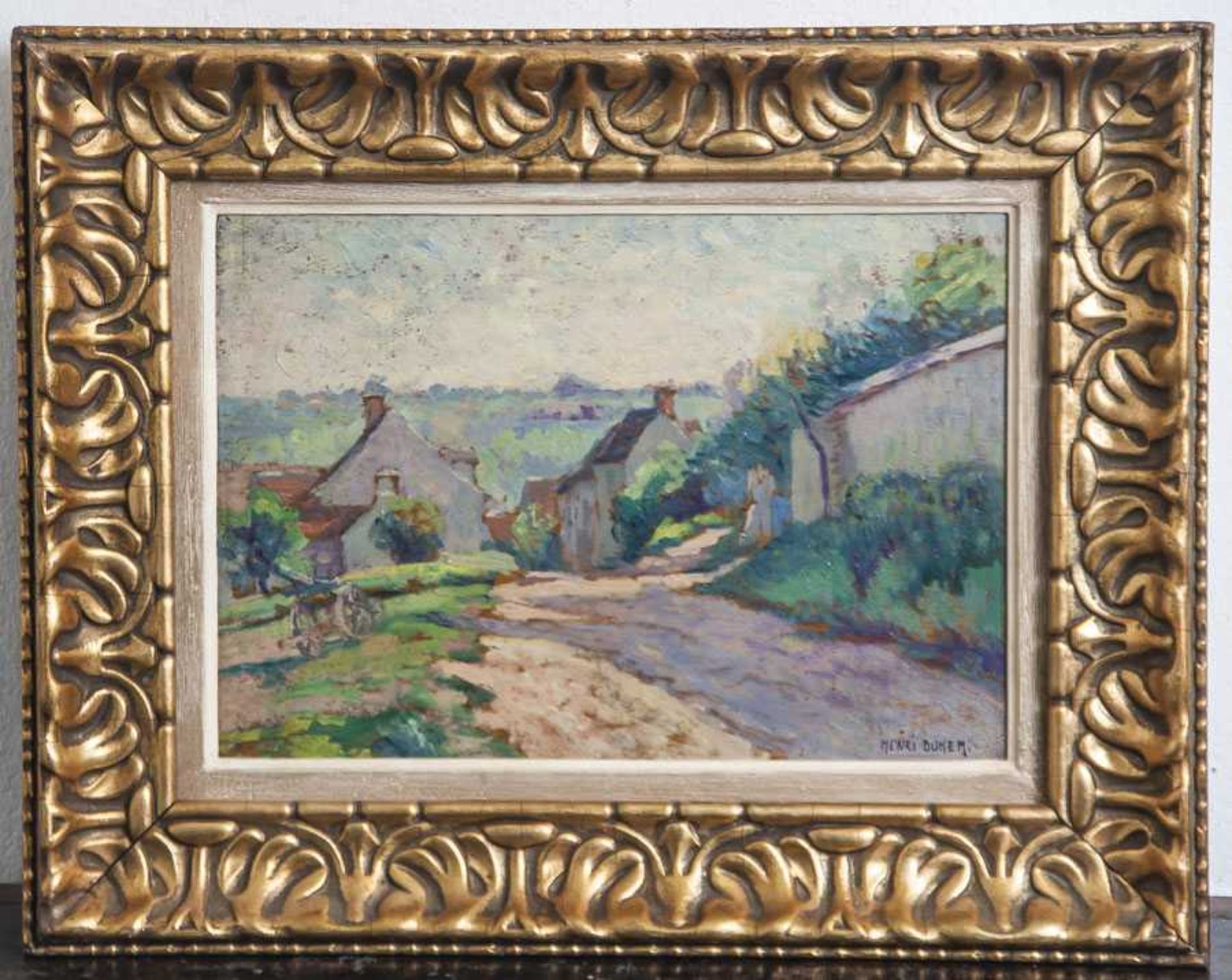 Duhem, Henri Aimé (1860 - 1941), Dörfliche Ansicht - wohl in Frankreich, Öl/Holz, re.unten sign. Ca.