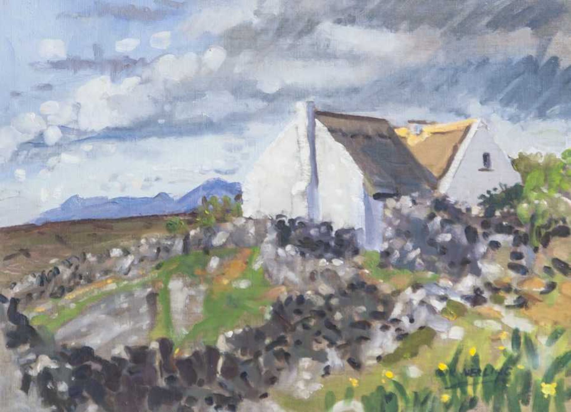 Verling, Walter (geb. 1930), Landschaft in Irland, Öl/Lw. Ca. 32 x 40 cm (hinter Glasgerahmt).