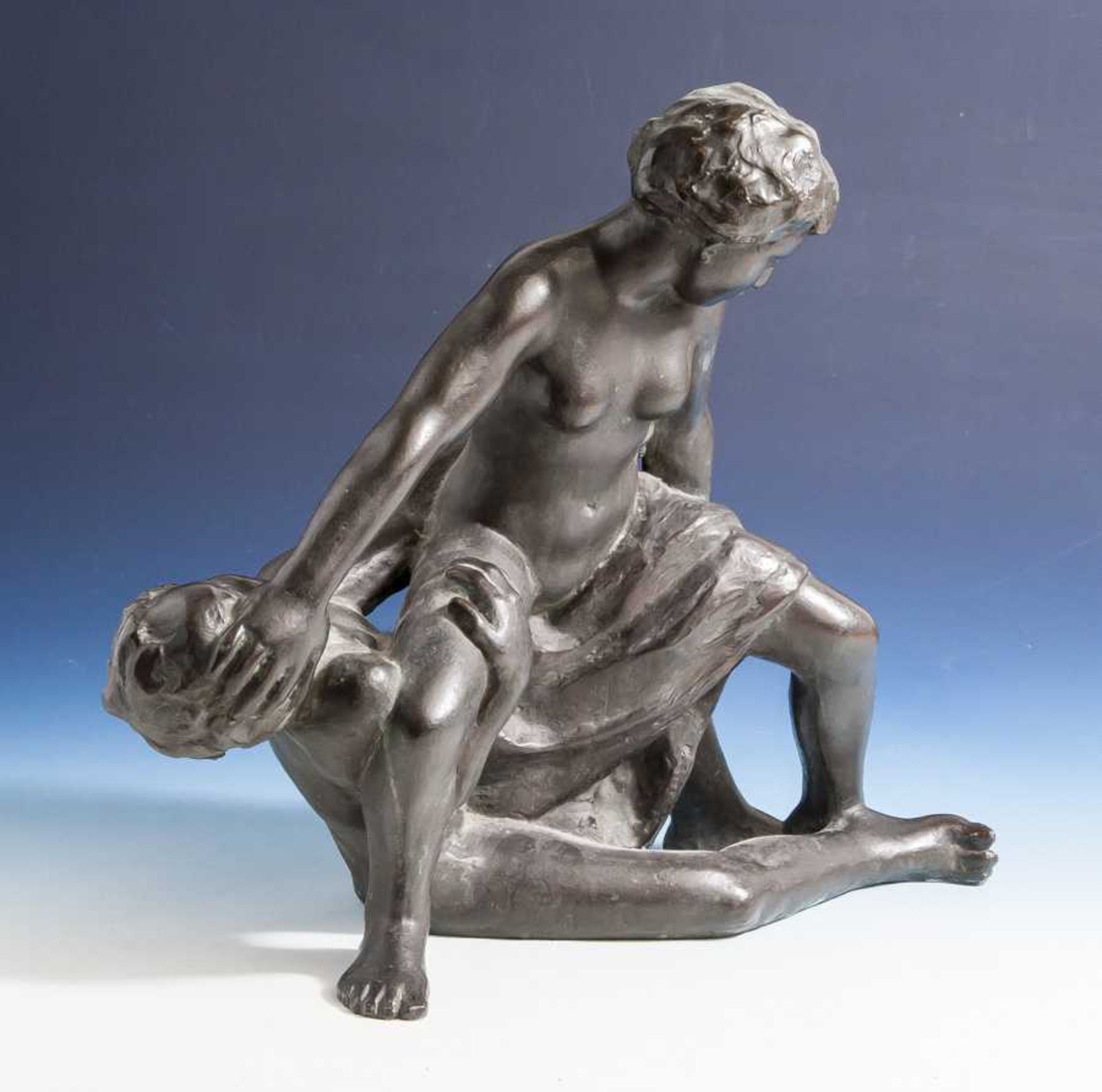 Bronzefigurengruppe tanzendes Paar, 19./20. Jahrhundert, vollplastische Darstellung einsweibl. u.
