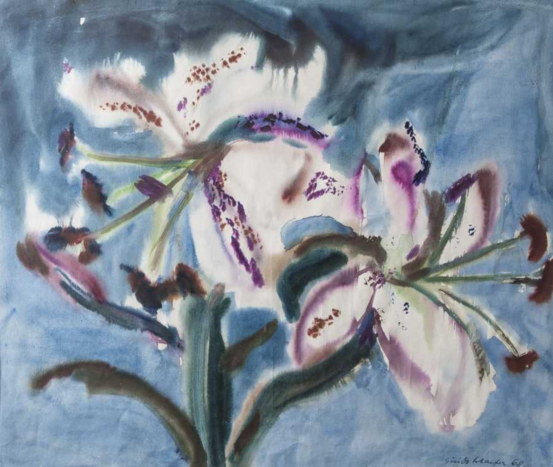 Schaefer, Guido (1934-1985), Orchideen, Aquarell, re. u. sign. u. dat. (19)68. Ca. 48 x 56cm, PP,