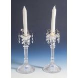 Paar Kerzenhalter, Joska Crystal, 20. Jahrhundert, farbloses Pressglass, H. ca. 21,5 cm. Pair of