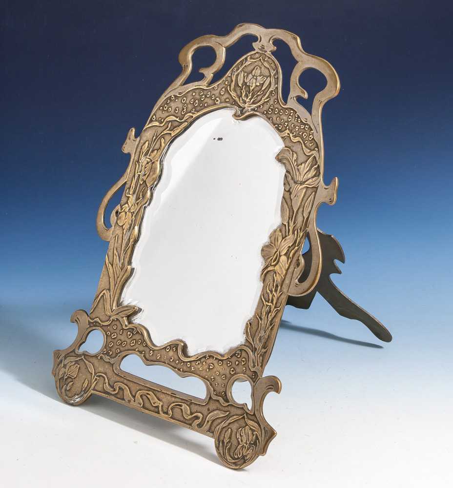 Kleiner Standbilderrahmen mit geschliffenem Spiegelglaseinsatz, Jugendstil, um 1900, wohlSpanien,
