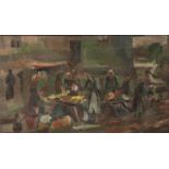 Prager, W., (20. Jahrhundert), impressionistisch gestaltete Marktplatzszene, Öl/Lw, re. u.sign.,