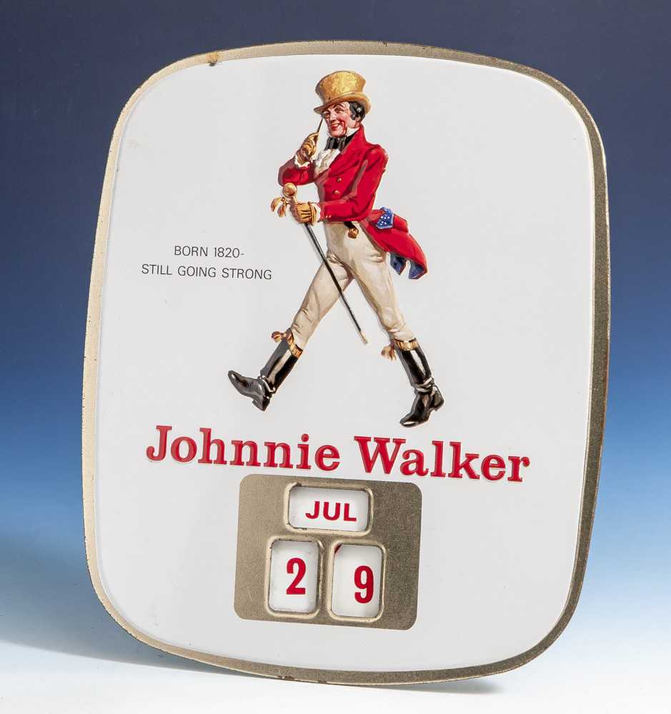 Tischkalender, Johnnie Walker - Born 1820 - Still going strong, 1960er Jahre,lithographiertes und