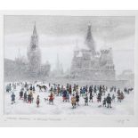 Monogrammist A.B. (20. Jahrhundert), Wintervergnügen auf dem Roten Platz, im Hintergrundder