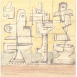 Erbach, Alois (1888-1972), "Automaten", Aquarell über Bleistift, re. u. signiert u. dat.(19)61,