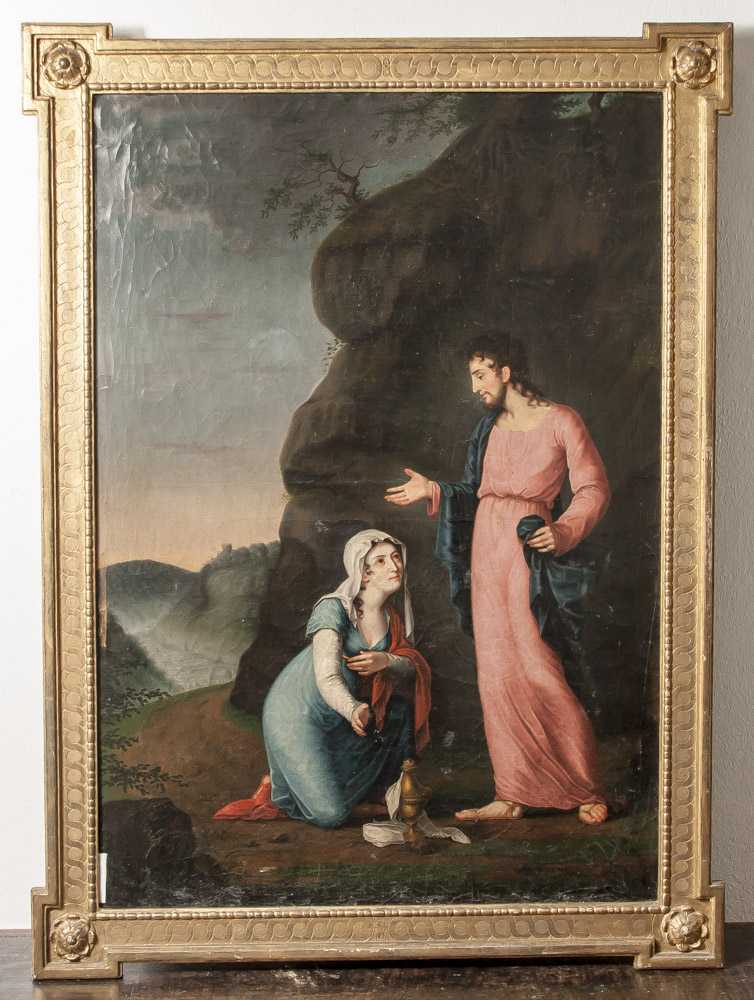 Tischbein, Johann Anton (1720-1784 attr.), Die Fußwaschung, Öl/Lw., unsigniert, ca. 97 x66 cm,