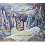 Erbach, Alois (1888-1972), Winterliche Berglandschaft mit Burg, Öl/Spanplatte, re. u.