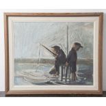 Falk, H., die Angler, Öl/Lw, re. u. sign. Ca. 52 x 65 cm, gerahmt.