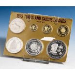 Münzsatz Turks and Caicos Islands, 1975, 7 Münzen, proof set. Je 1x 1, 5, 10, 20, 25, 50und 100