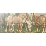 Böhle, Fritz (zugeschr. 1873-1916), Arbeitspferde auf der Weide, Öl/ Holz, li. u. m. denResten eines