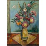 Erbach, Alois (1888-1972), Stillleben: Blumenstrauß in der Vase, vor einem Fensterstehend, Öl/