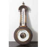 Barometer, Gebrüder Roettig, Dresden und Wiesbaden, um 1900, Holz geschnitzt u. gebeizt,