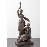 Levasseur, Henri Louis (1853-1934), Bronzefigur "Gloire au travail", Front bez., aufSockel sign.,