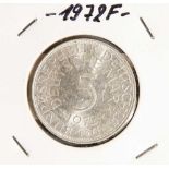 5 DM, Silberadler, 1972 F, Vorderseite mit Aufschrift "Bundesrepublik Deutschland, 5Deutsche Mark
