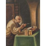 Unbekannter Maler (18. Jahrh.), Gelehrter in seiner Schreibstube am Lese-Schreibpultsitzend, der