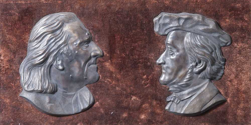 2 Flachreliefs, Kilian, O., Porträt je v. Bach u. Wagner, wohl Bronze auf Samt, je u.sign. Ca. 29,