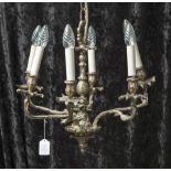 Deckenlampe im Stil des 18. Jahrhunderts, 6-flammig, Bronze. Deckenhöhe ca. 120cm, elektr. Ceiling