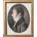 Portraitdarstellung eines königlich-preußischen Zivilbeamten, um 1780/1800, Kohle u.Pastell, oval,