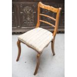 Biedermeier-Stuhl, Eschenholz, Sitzfläche gepolstert. H. gesamt ca. 87 cm, H. Sitzflächeca. 47 cm,