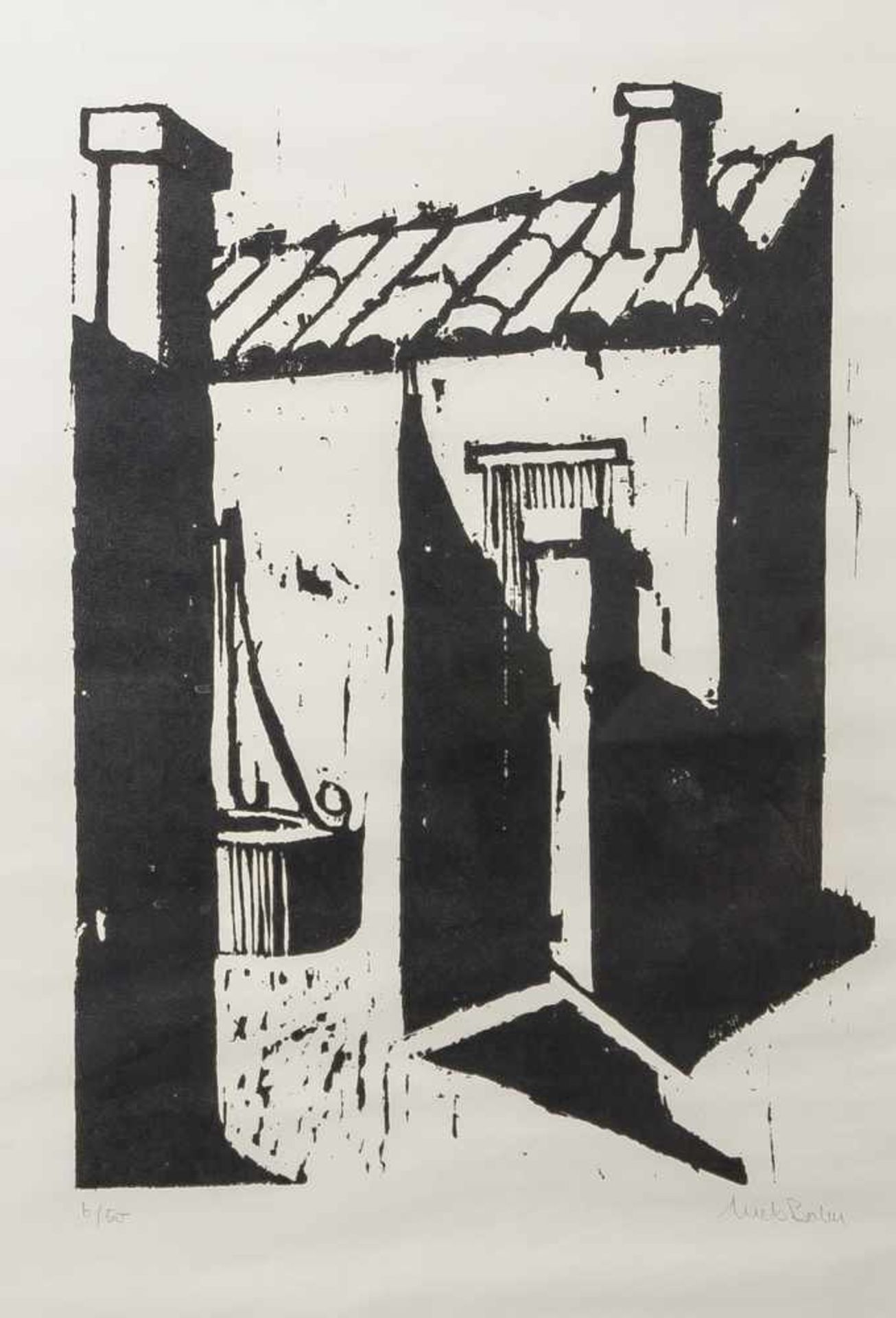 Bohn, Niels (1923-2001), Hausansicht, Holzschnitt, re. u. sign., li. u. numm. 6/50. Ca. 41x 29 cm,