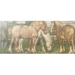 Boehle, Fritz (zugeschr. 1873-1916), Arbeitspferde auf der Weide, Öl/ Holz, li. u. m. denResten