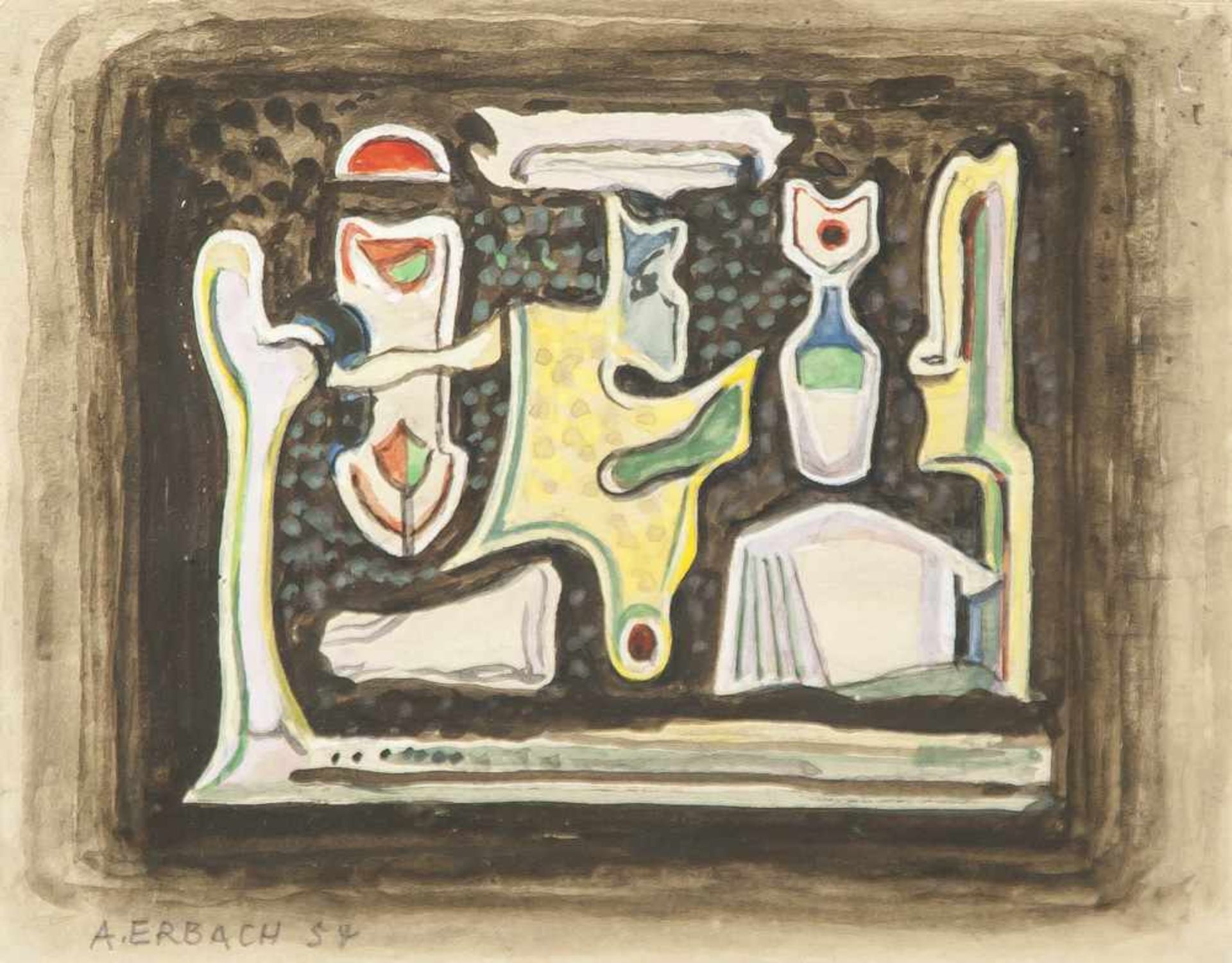 Erbach, Alois (1888-1972), Abstrakte Komposition, Aquarell mit Deckweiß, li. u. signiertu. dat. (