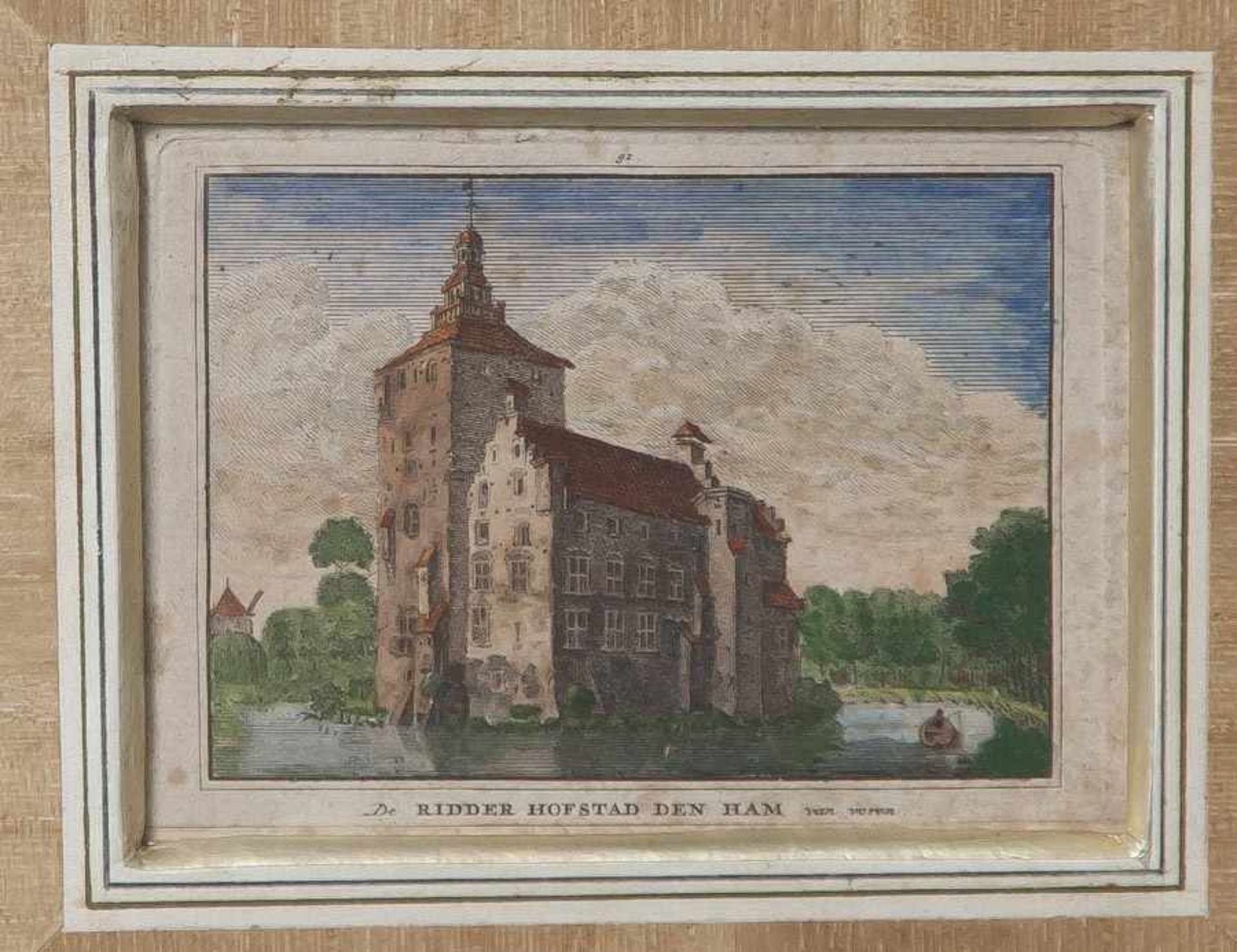 Unbekannter Künstler, "De Ridder Hifstad den Ham van voren", kolorierter Stich. Ca. 9 x 11cm, PP,