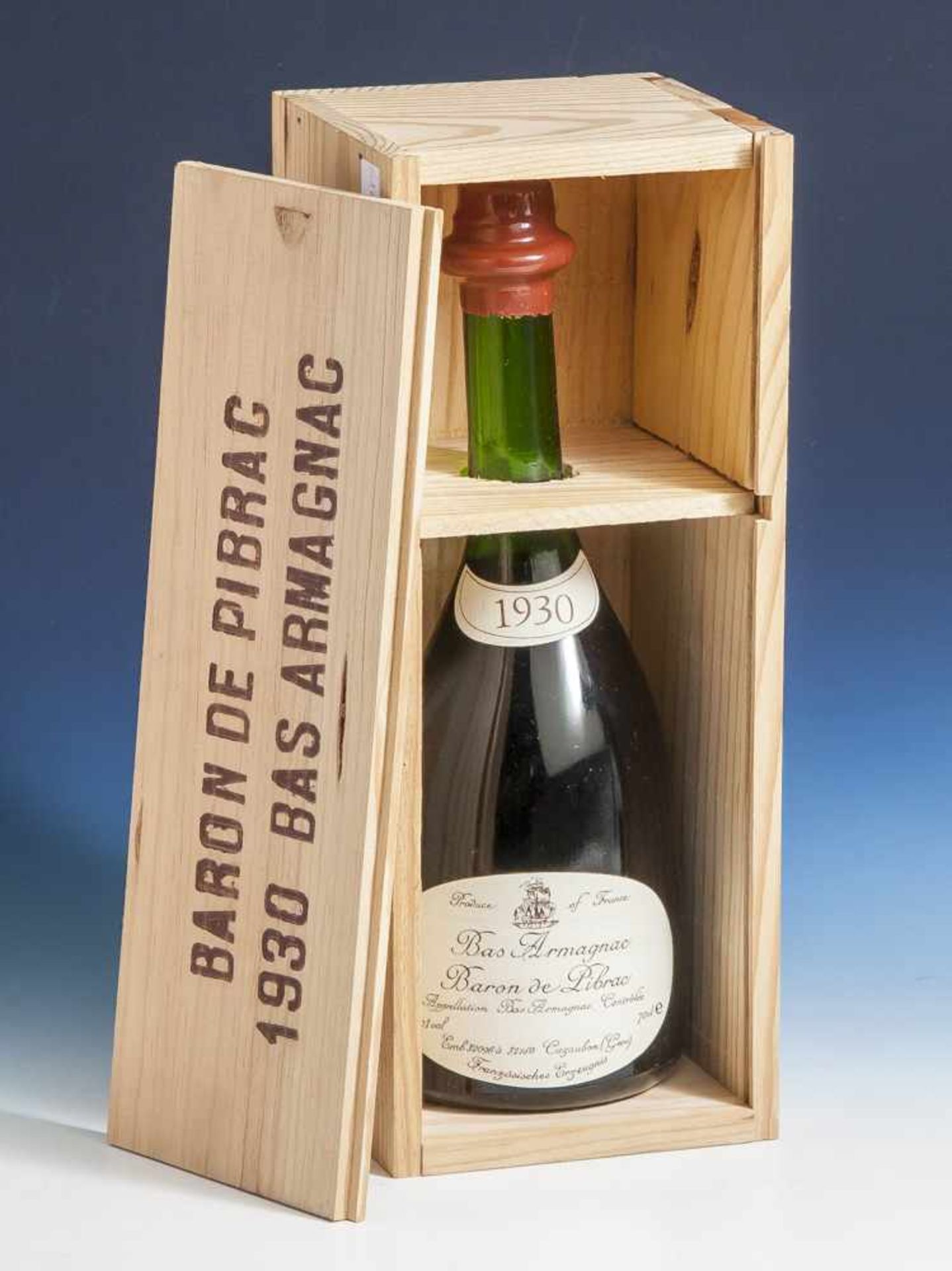 1 Flasche 1930er Baron de Pibrac Bas Armagnac, Appellation Bas Armagnac Contrôlée,Französisches