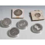 4 Silbermünzen "Olympische Spiele 1988", darunter a) 3x 20 Dollar, "OlympischeWinterspiele Calgary