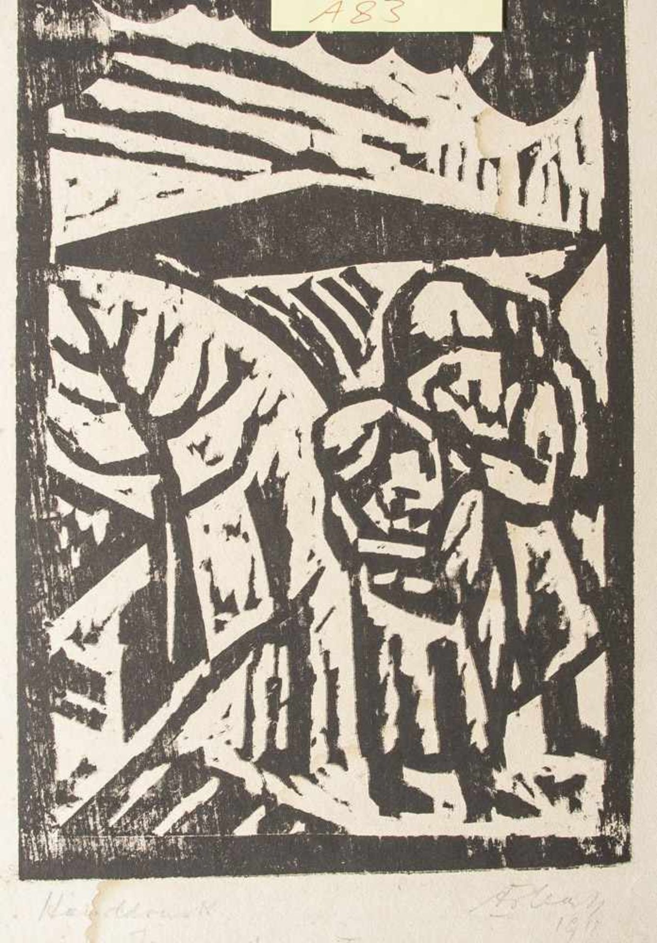 Erbach, Alois (1888-1972), "Kalter Tag", Holzschnitt, re. u. sign. u. dat. 1918, mittigbez., li.