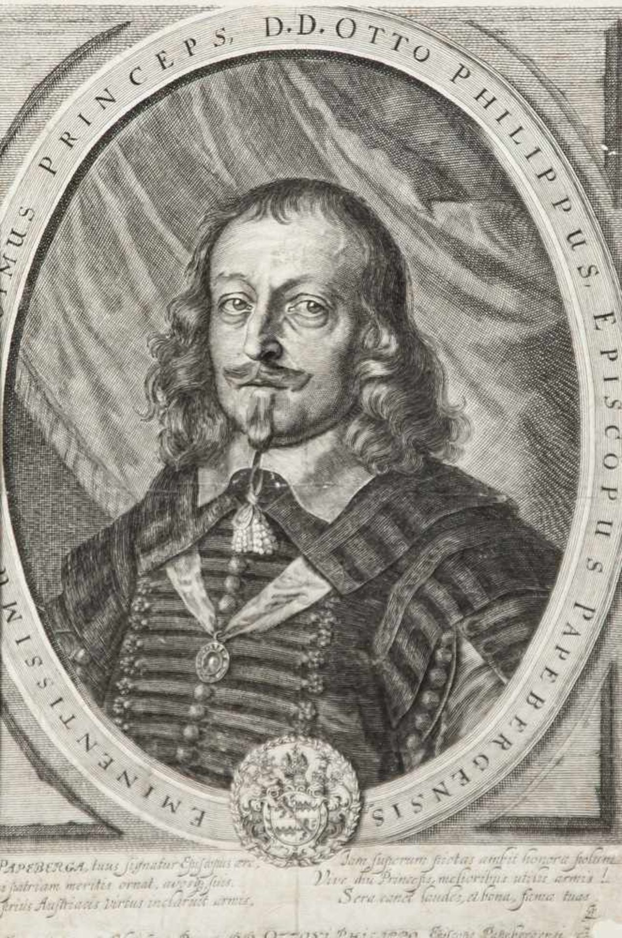 Merian, Matthäus d. J. (1621-1687), "Porträt des Otto Philipp, Bischof von Bamberg" imOval,
