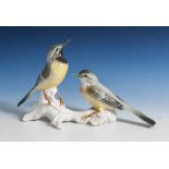 Porzellangruppe, Vogelpaar auf Astwerk, Manufaktur Karl Ens, blaue Mühlenmarke, Modell-Nr.7520,
