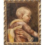 Unbekannter Künstler (19. Jahrhundert), Kinderdarstellung, Kleinkind in altrosafarbenemKleid mit