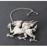Welsh Dragon Silver Broach