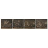 4 Framed and Glazed coloured engravings.1. Painted by Moorland engraved by Joe Grozar entitled