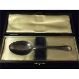 Silver teaspoon in a case