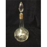 Glass bottle with stopper and silver rim