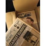 A box of Chelsea memorabilia to include Bridge News, plus Wembley Special and onside magazines.