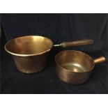 Two copper saucepans