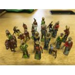 A selection of lead figures with a Cowboy and Indian theme.